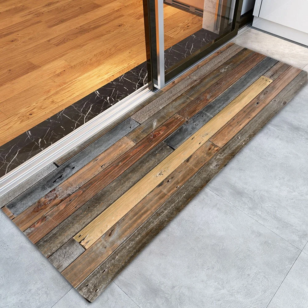 3D Wood Grain Area Rug for Living Room Bedroom Bedside Rugs Hallway Door Mats Non-slip Absorbent Kitchen Runner Rug Bath Mats