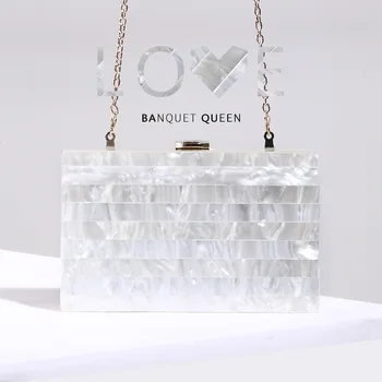 

2018 Luxury Brand Fashion Stripe Mosaic Pearlescent Acrylic Bag Clutch Lady Shoulder Crossbody Bag Banquet Bag Flap