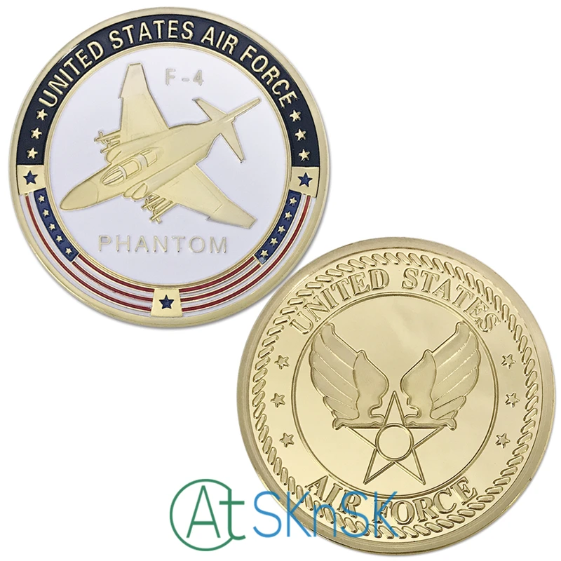 Мода Эмаль позолоченный армейские медаль монета коллекционные игрушки F-105 F-16 F-4 F-22 SR-71 истребитель объединимся государств Air force памятные монеты