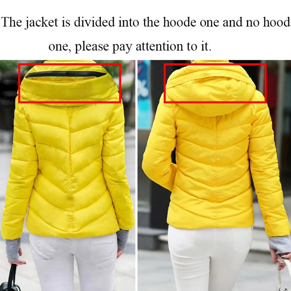 Зимняя женская куртка, модные женские парки, плотная верхняя одежда, одноцветные пальто с капюшоном, короткие женские тонкие базовые Топы с хлопковой подкладкой