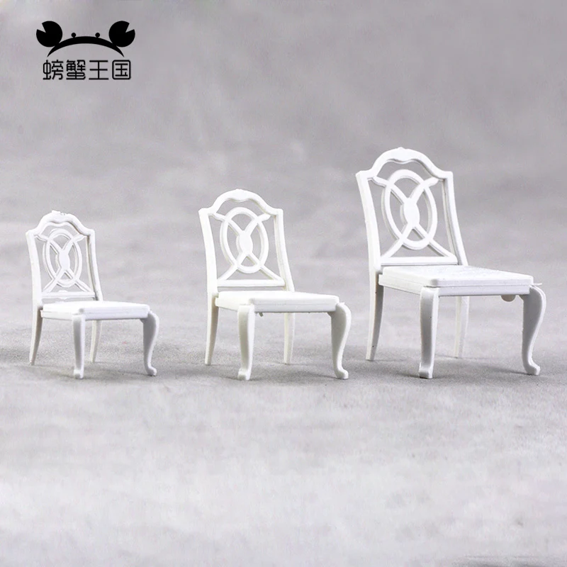 10Pcs White Plastic Chair Model Gift 1:25 Scale For Your Children Or Home Decor