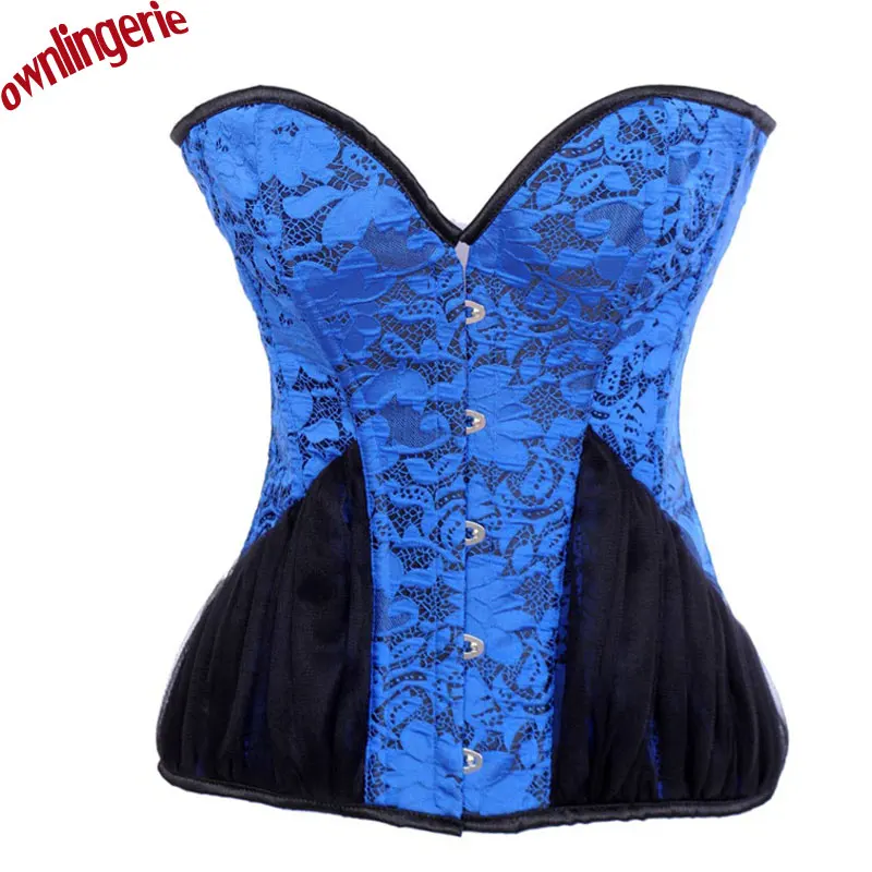 Free shipping Corsets Blue Sexy Women Corset Bustier Tops Underwear
