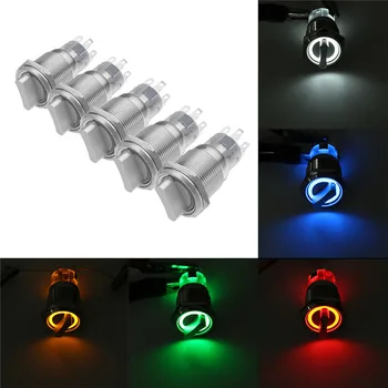 

LED Multicolor 19mm 3 Position 12V Waterproof Stainless Steel Latching Metal Selector Switch Metal Rotary Push Button