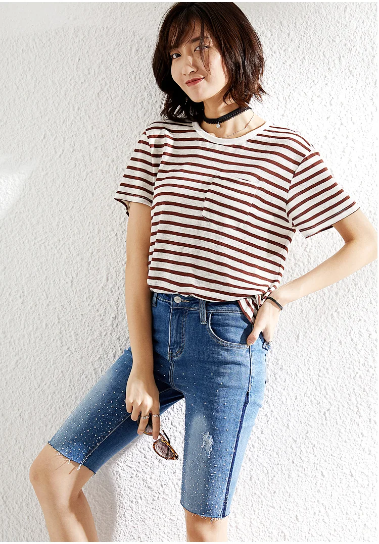 Rhinestone Mom Jeans Boyfriend Ripped Jeans for Women Slim Sexy Pants Clubwear Street Style Skinny Shorts Woman Distressed Jeans