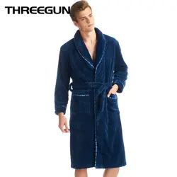 THREEGUN фланель теплый халат для Для мужчин зимняя Ночная Рубашка домашняя одежда теплая ванна пеньюары домашний халат мужские халаты Bata Hombre