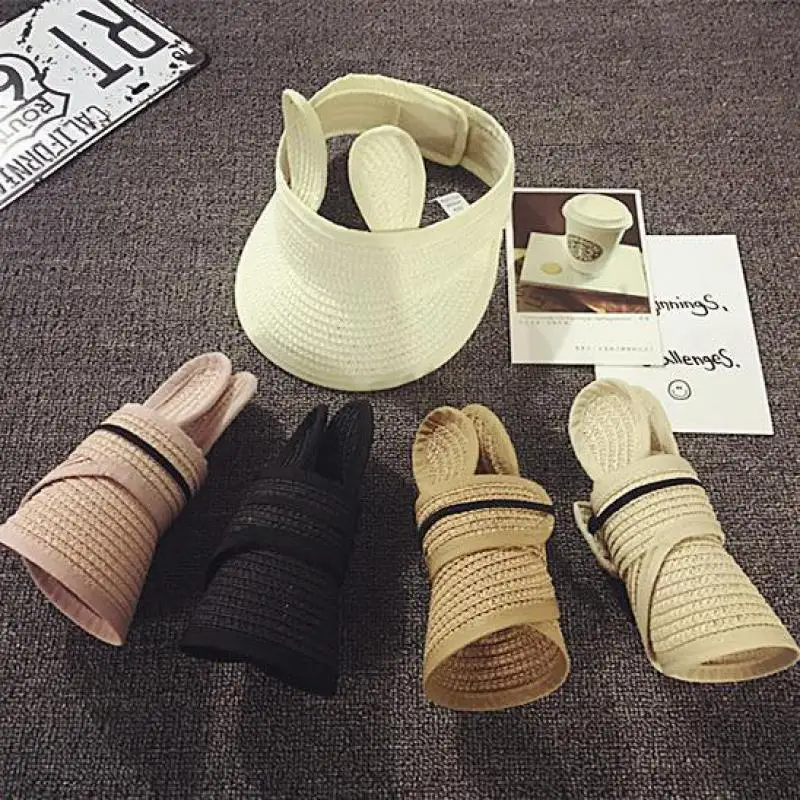 Baby Sun Hat Children Straw Hat Summer Hats For Baby Girl Boy Kids Sunshade Sun Visor Top Cartoon Floppy Sun Hat Beach Cap