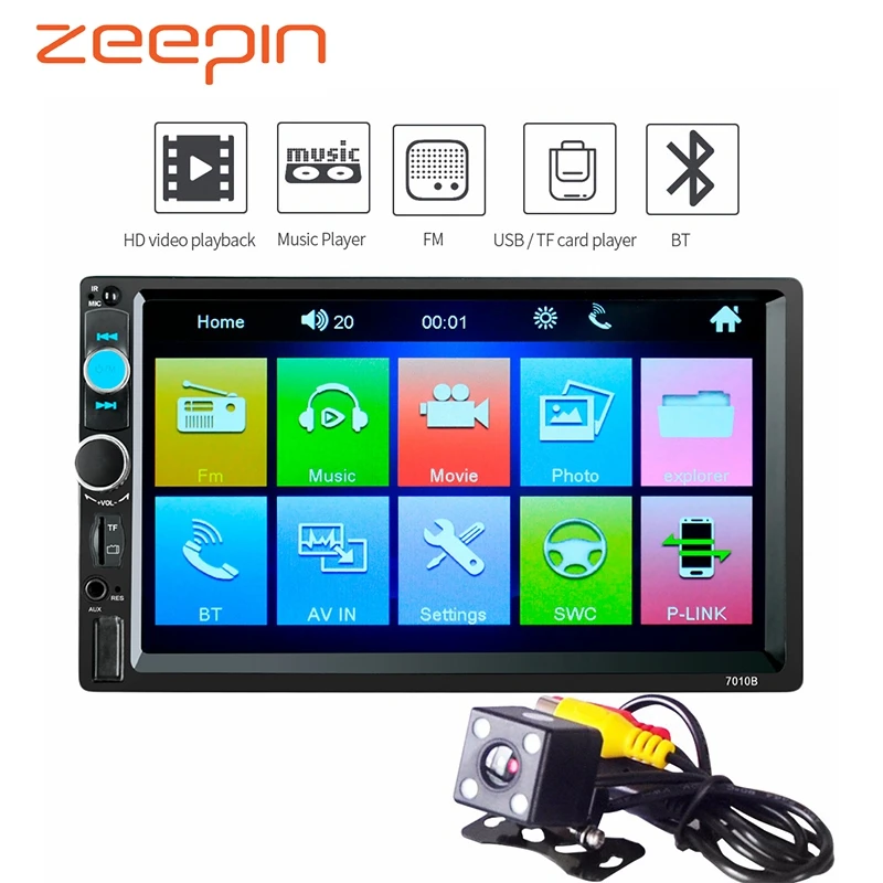 

7010B 7 inch Car MP5 Player Bluetooth 12V Multimedia Audio Stereo TFT Screen AUX TF USB FM Auto Radio with Camera Remote Control