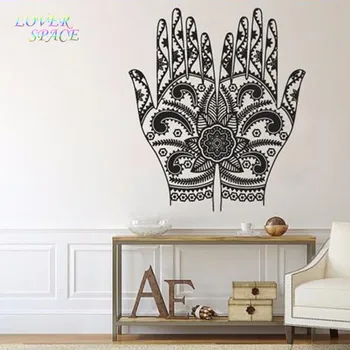 

ON SALE NEW Wall Decals Yoga Fatima Hand Hamsa Indian Buddha Ganesh Decal Bedroom Art Wall Stickers Home Decor 57X66cm LS58284