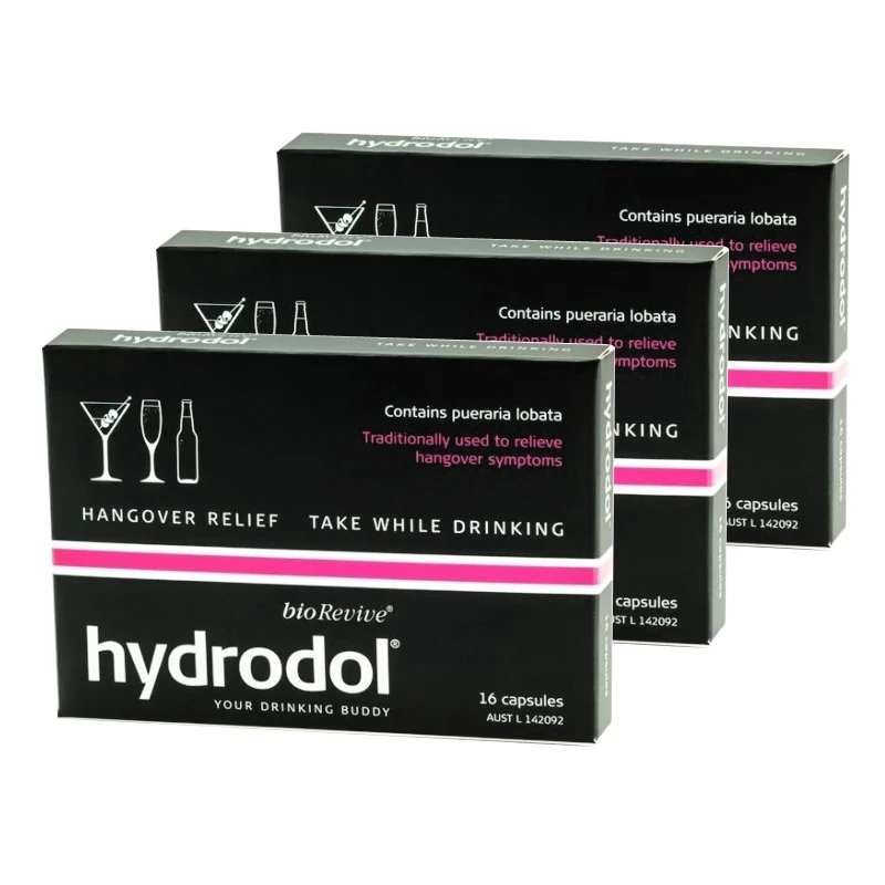 

3PCS Australia Hydrodol Hangover Symptoms Relief Healthy Liver Function Detoxification Support Alcohol Metabolism Avoid Drunk