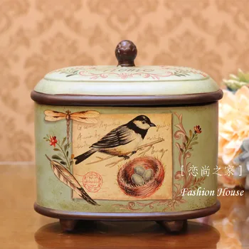 

restoring ancient ways American pastoral painted ceramic candy jar decorative boxes, jewelry boxes storage snack jars