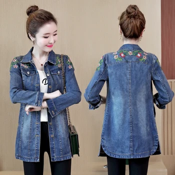 

WYWAN 2019 Autumn jeans jacket women for Autumn Female jeans jackets long Winter women coat jacket plus size S-3XL 4XL 5xl