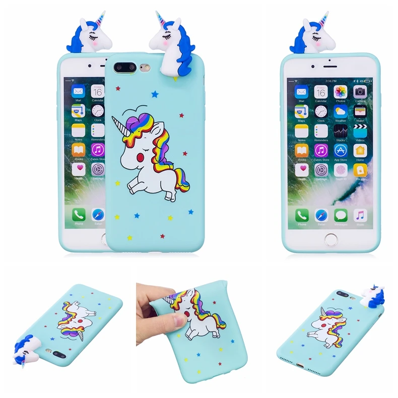 

for i8 i7plus i6s Rainbow Unicorn Panda Cute 3D Cartoon soft Silicone Phone case for iPhone X 8 8plus 7 6 6plus 5s 5G