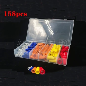 158 Uds hilo tapa de prensa primavera tapa de prensa Spade eléctrico aislado conectores de virola cableado conector de Cable 1