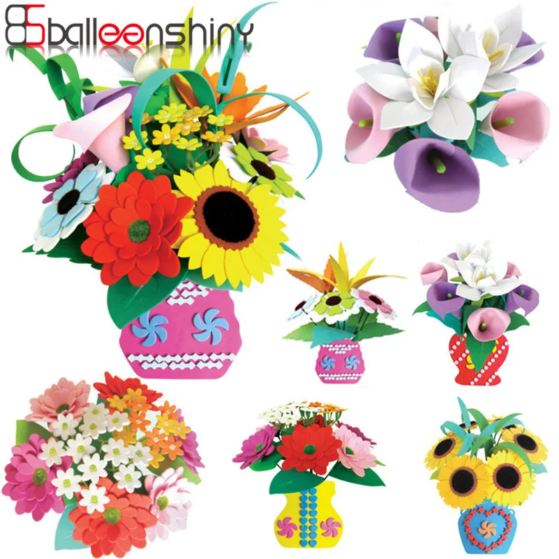 BalleenShiny Artificial EVA Flower Kid DIY Toys Puzzle Sunflower Bouquet Brinquedos Early Educational Intelligence Kindergarten