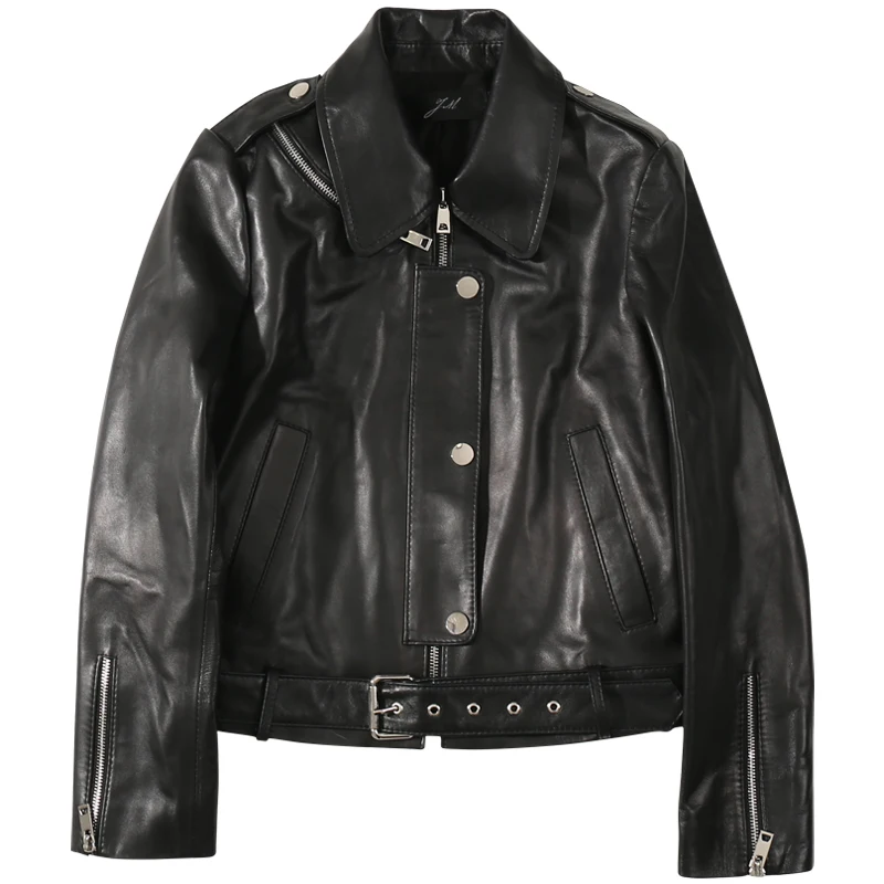 2019 Spring Version of The Slim Slimming Locomotive Sheepskin Leather Short Jacket Real Leather Jacket