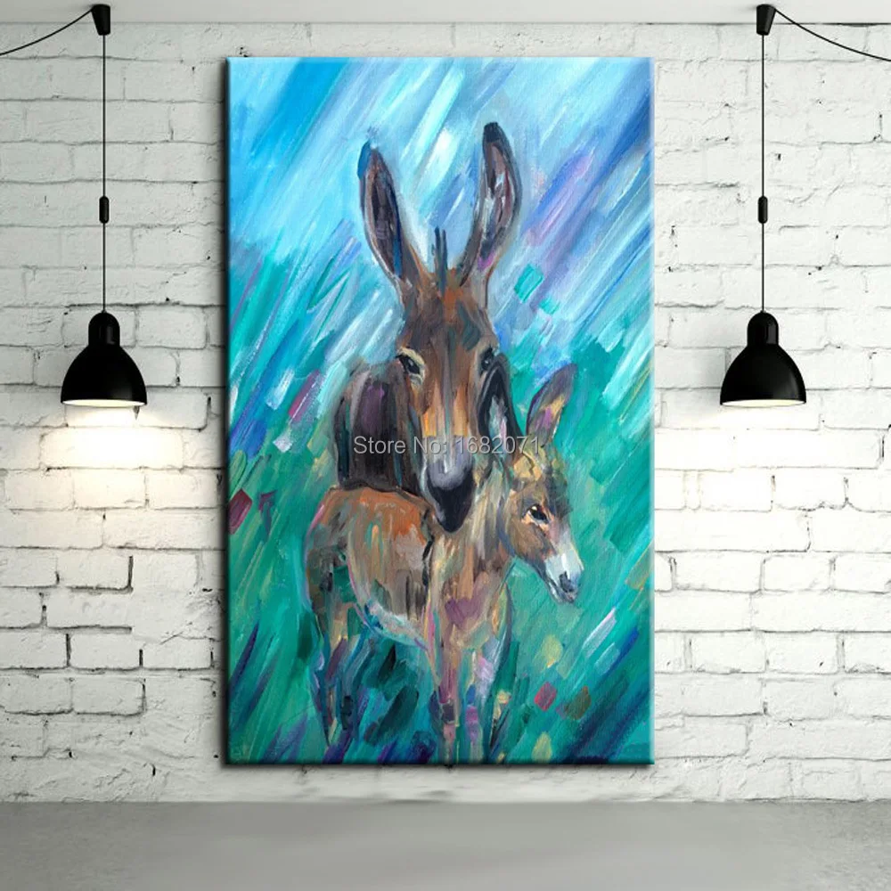 Wholesale High Quality Low Price Handmade Animals Donkey Oil Painting