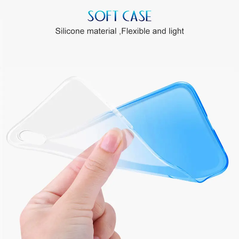 Gradient Color Clear Phone Case For iPhone X XR XS Max 6 S 6S 7 8 Plus 7Plus Transparent Soft Silicone Colorful Cover Case Coque