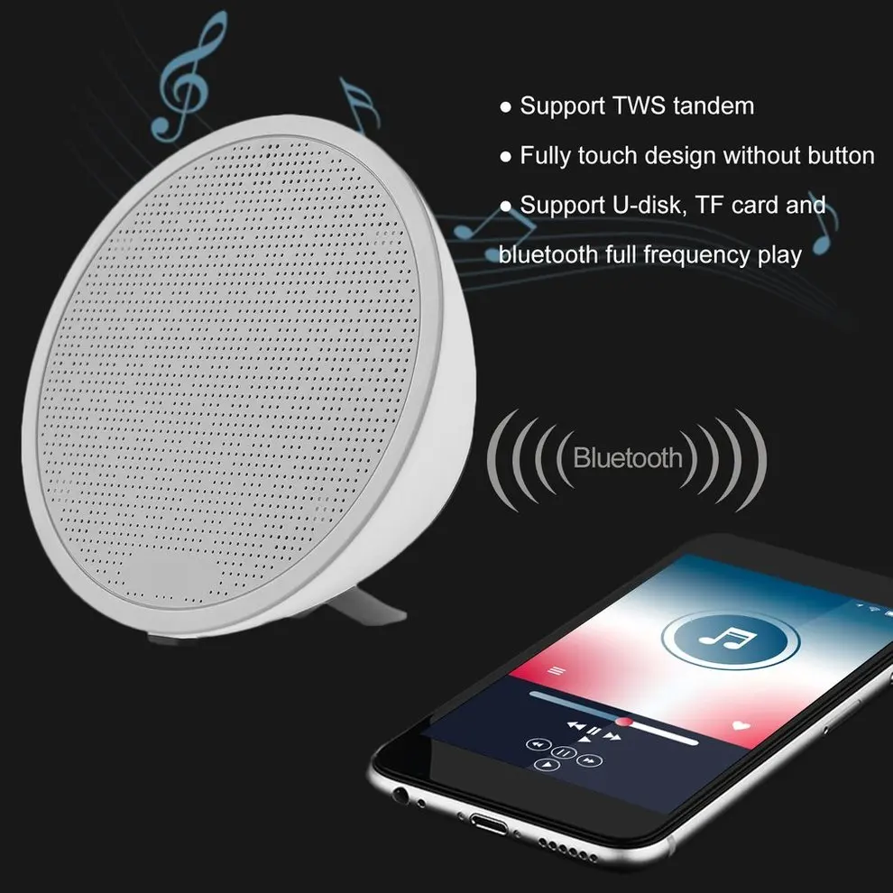 

2pcs Stylish Wireless Bluetooth Speaker Stereo Subwoofer Touch Loudspeaker Support TWS Tandem Music Player Support TF