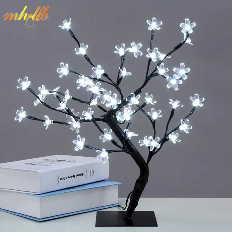 Мини LED кристалл вишни дерево свет ночные огни настольная лампа Рождество Фея