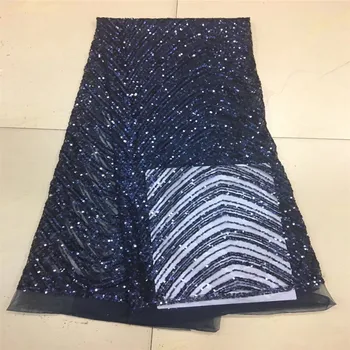 

Blue Sequin Fabric For Wedding Dress Embroidered Nigerian French Lace Hojilou African French Lace Fabric High Quality 2018 H260