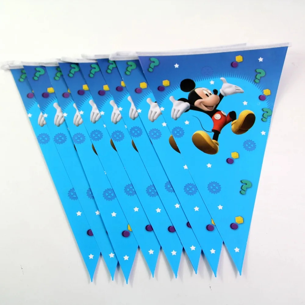 10 человек дети день рождения партии Микки Маус чашки тарелка баннер украшение для вечеринки наборы бумаги Гирлянда детский Душ Поставки