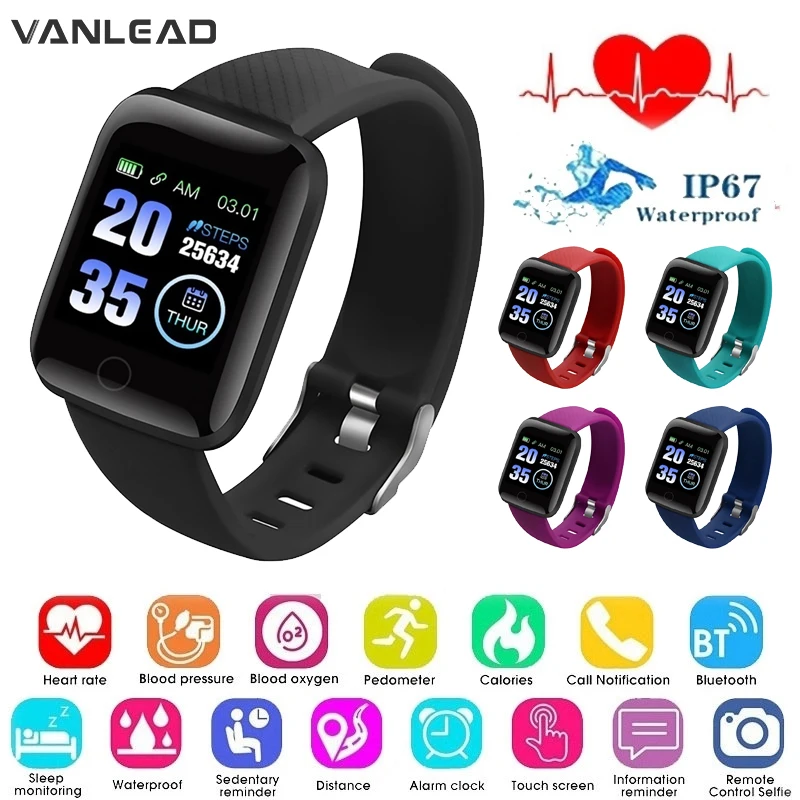 

Smart Watch Waterproof 116 Plus Motion Tracking Smart Watch Blood Pressure Heart Rate Detection Smart Bracelet For Men And Women