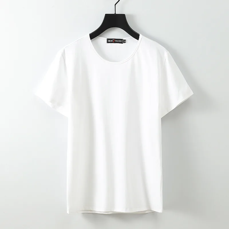 Мужские Простые футболки с коротким рукавом, летние топы большого размера, мужские хлопковые футболки 8XL 10XL 11XL 12XL, большие размеры, тонкие свободные мягкие футболки - Цвет: WHITE