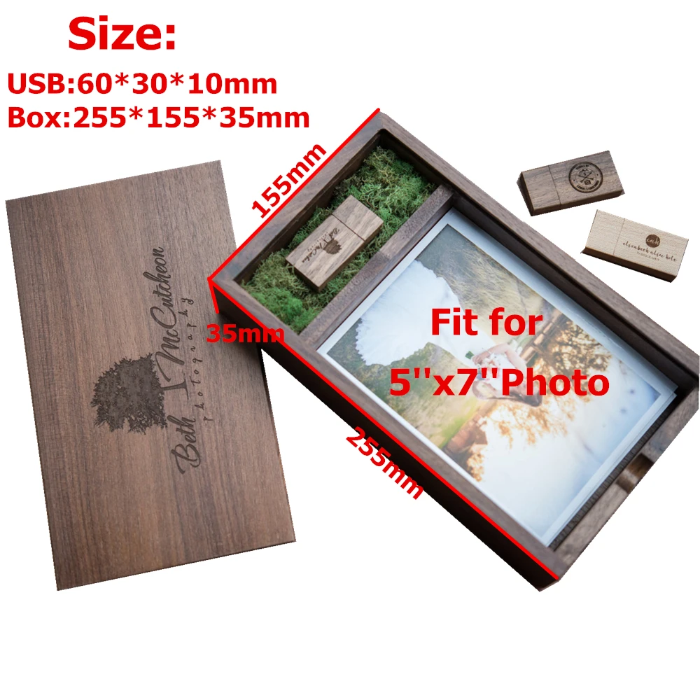Новая деревянная коробка для фотоальбома (печать 5*7 дюймов) USB 3 0 флэш накопитель