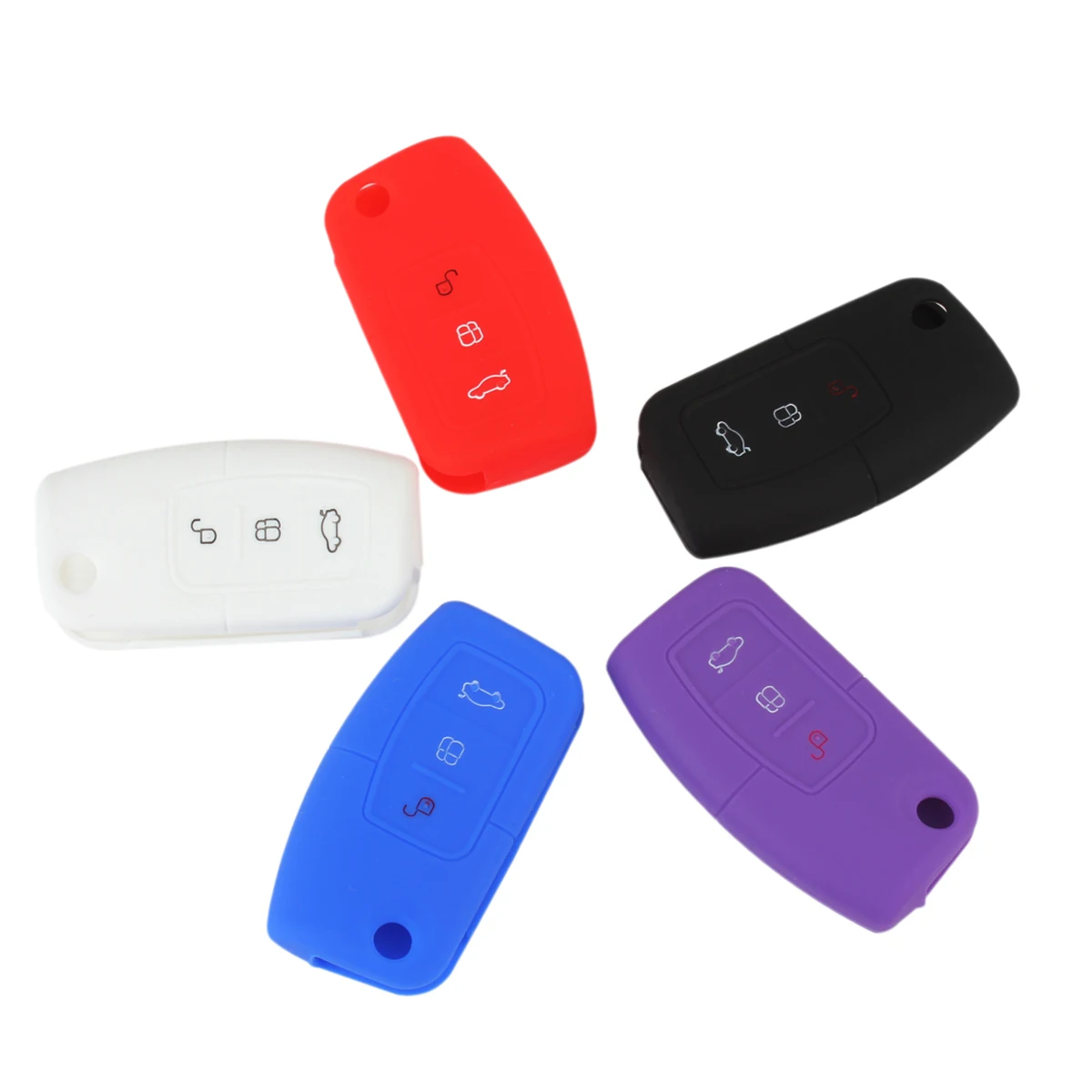 

Silicone 3 Buttons Flip Folding Car Key Cover Remote Case for Ford Fiesta