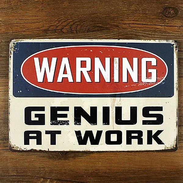 

Time-limited RZXD-924 Vintage "Warning AT WORK" Tin sign metal painting for home decoration bar Craft metal wall art 20x30 CM