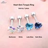 Starbeauty 1pc 7mm Clear Zircon Heart Tongue Piercing Tongue Rings Barbell Helix Pircing Lengua Tonguepiercing Langue Jewelry ► Photo 2/6