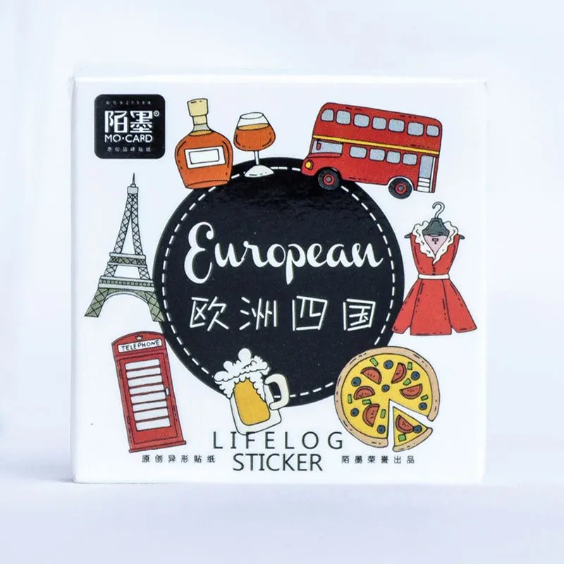 

45 pcs/box Hand-painted Europe landmark attractions collect creative hand stickers diy diary scrapbook decor paper stationery