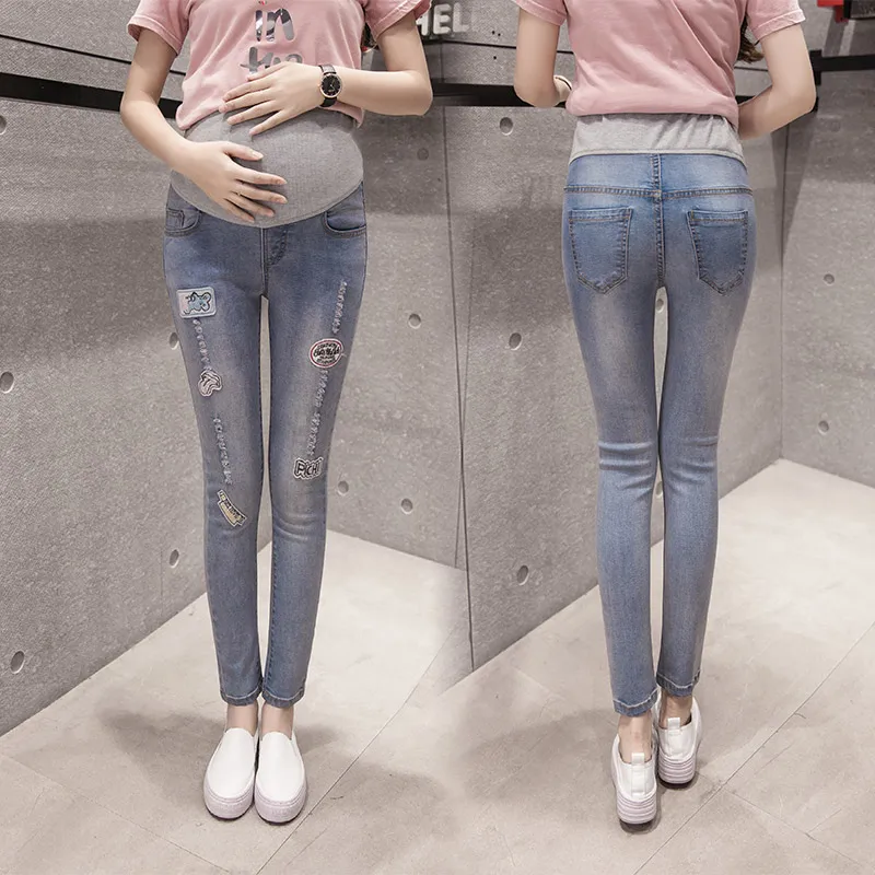 2017 Spring New Elastic Maternity Pants Pregnancy Denim Jeans Clothes
