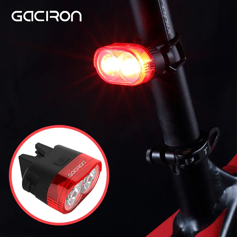 Discount Gaciron Bicycle Cycling 60LM Smart Safety Warning Rear light Waterproof MTB Road Bike Tail Lamp USB Rechargeable Back Flashlight 0