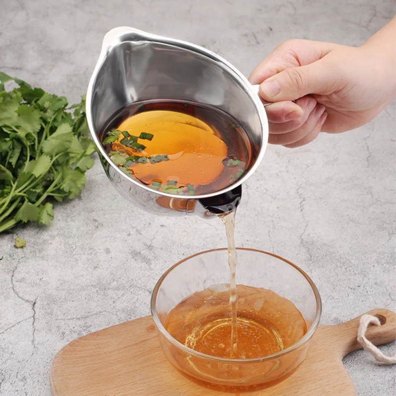 250/500ML Multi-use Stainless Steel Gravy Oil Soup Fat Separator Grease Oiler Filter Strainer Bowl Home Kitchen Cooking Tools