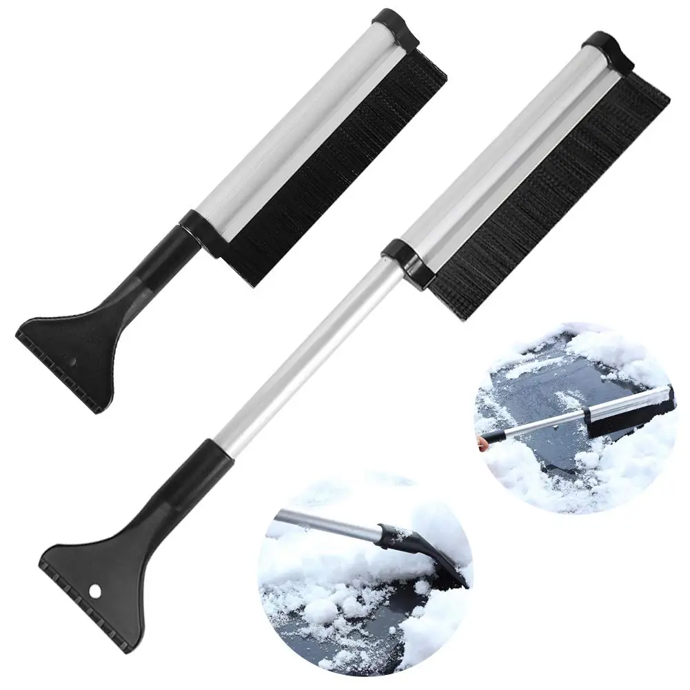 

Extendable Snow Brush - Ice Scraper for Car, Easy Storage - Reaches Entire Windshield - Stiff Bristle Cleaning Brush