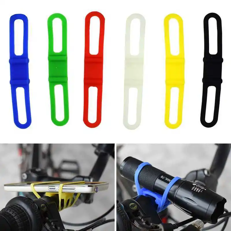 Cheap Handlebar Silicone Strap Bike Front Light Holder Phone Fixing Elastic Tie Rope Cycle Bicicleta Torch Flashlight Bandages ACHD001 1