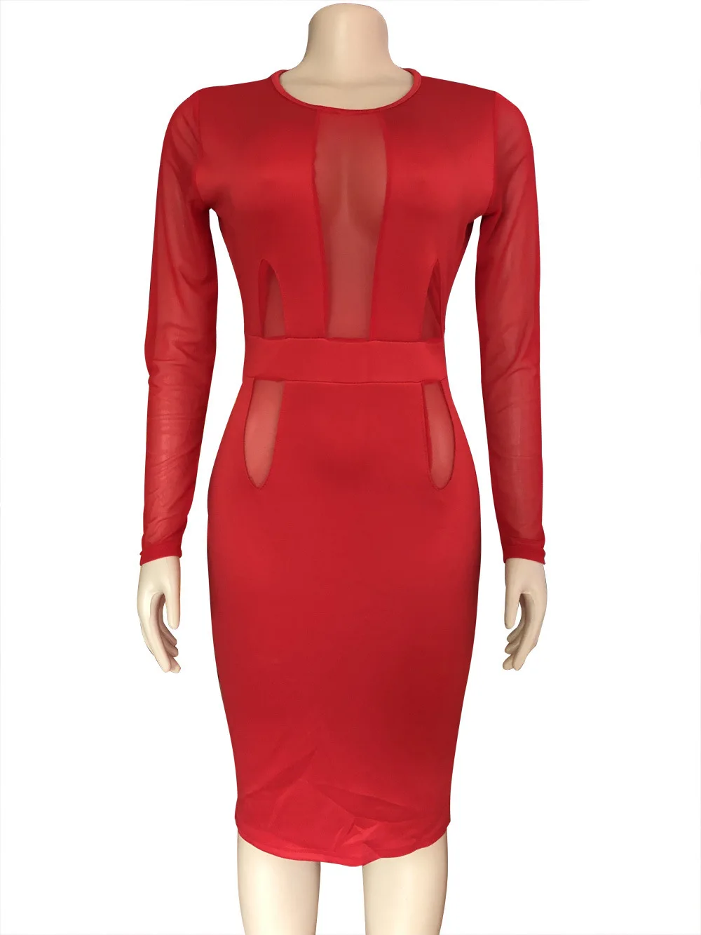 Сексуальные сетчатые коктейльные платья Новая мода бандажные облегающие вечерние платья Bpencil Robe De Soiree - Цвет: red