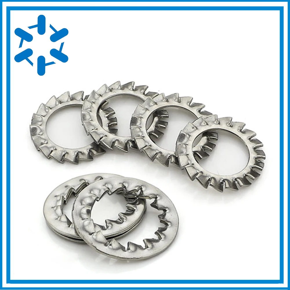

100Pcs DIN6798A,J M3,M4,M5M6,M8,M10,M12 304 Stainless Steel Washer External Toothed Gasket Washer Internal Serrated Lock Washer