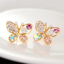 Женские серьги гвоздики с искусственным жемчугом Разноцветные