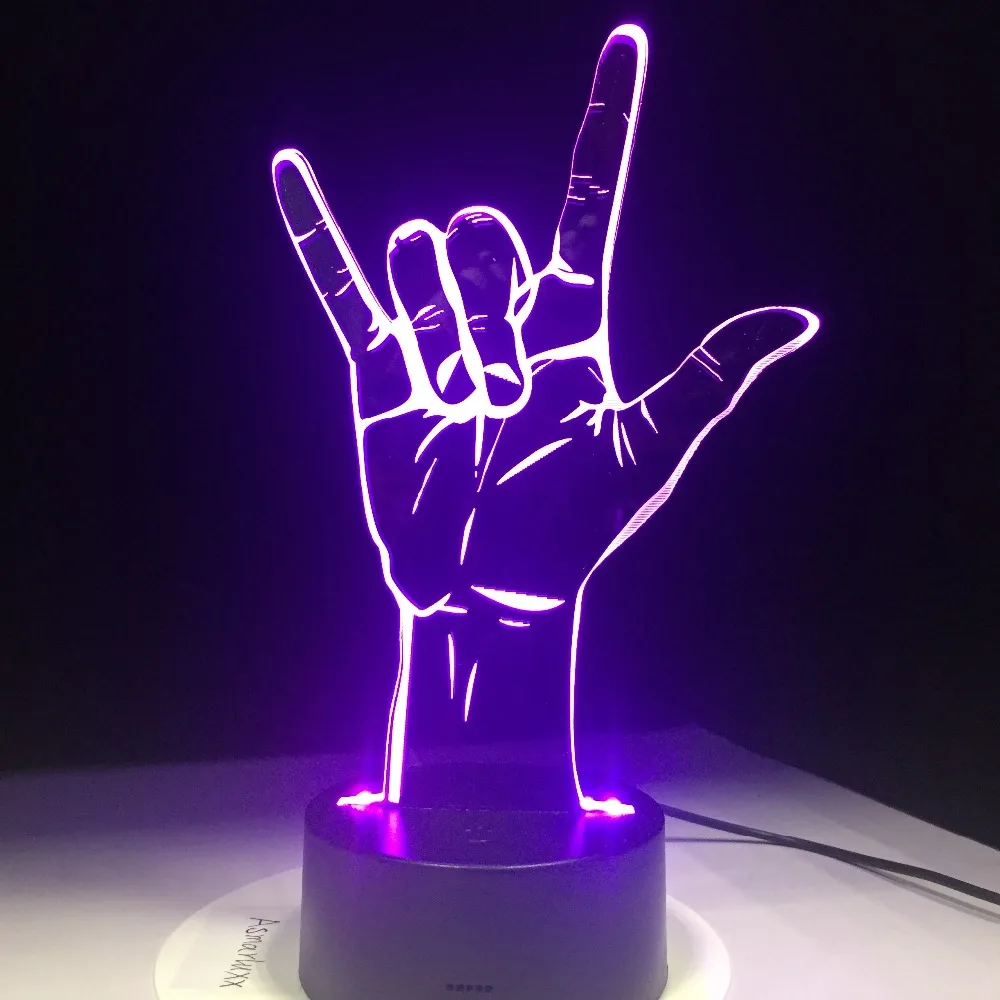 3D Оптическая иллюзия I Love You знак Язык светодиодный стол ночной Светильник USB