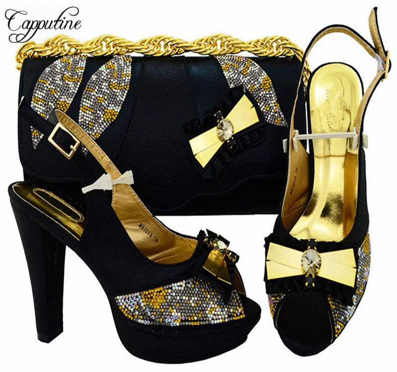 Capputine Высокое качество Африканский стильная женская обувь и Сумки Набор Последние итальянская обувь и сумка в комплекте для вечеринки Размер 38–43 mm1048
