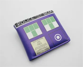 

Doctor Who POLICE BOX Pu Short Wallet Bifold Photo Card Holder Layers Wallet Cartoon Print Button Leather Boys Girls Mens Purse