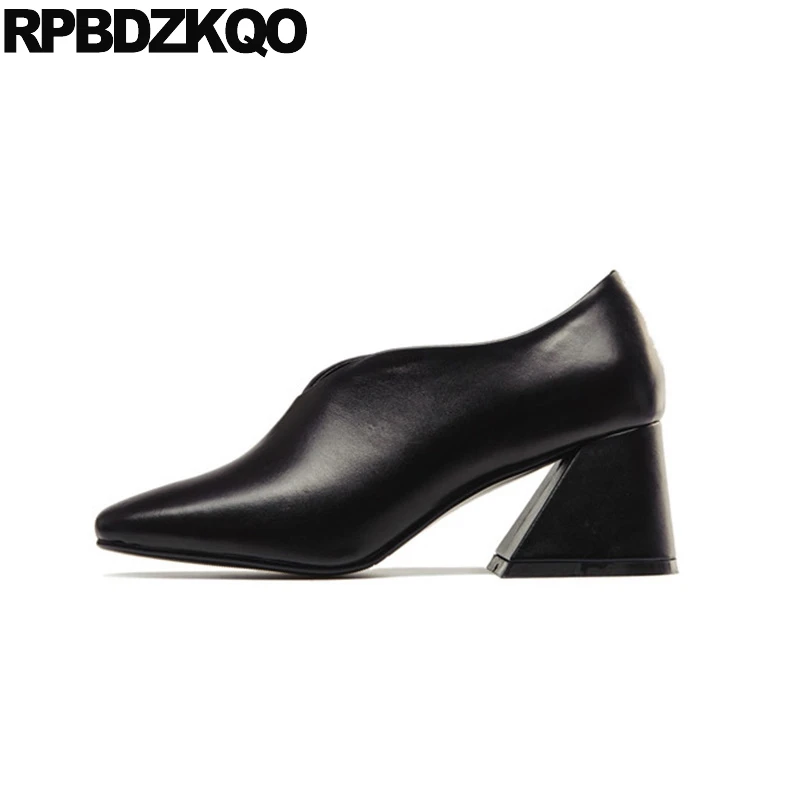 square toe block heel black