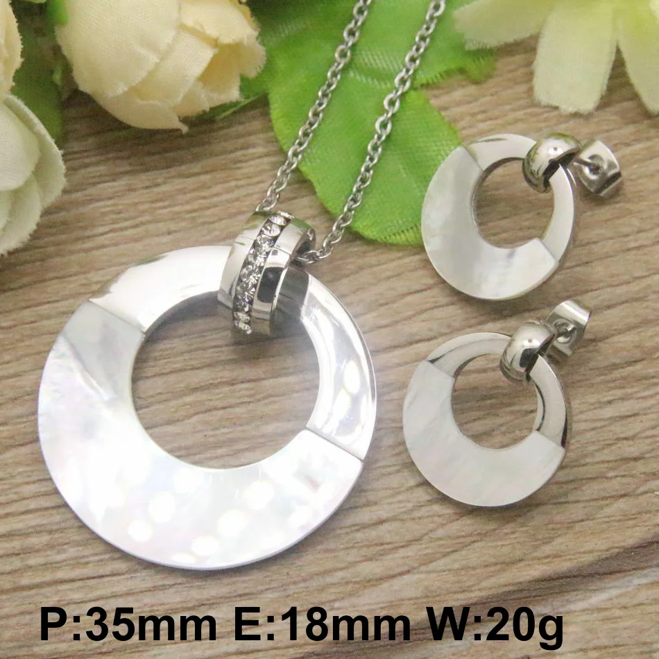 

12 Styles Hot New Round Stainless Steel Jewelry Set Stud Earrings And Pendants For Women SBJECOCF