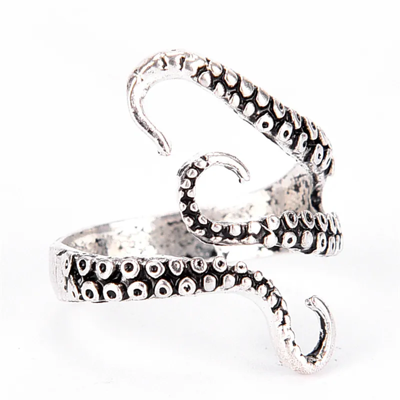 

1Pc Punk Silver Men Octopus Anel Adjustable Ring Vintage Black Titanium Sea Monster Steel Mood Rings Men Jewelry