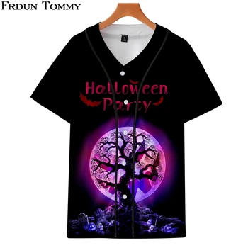 

Halloween-3D Baseball Jacket Tee Fashion Popular Short Sleeve Funny Summer Women/Men Cloth Kpop Baseball Shirt