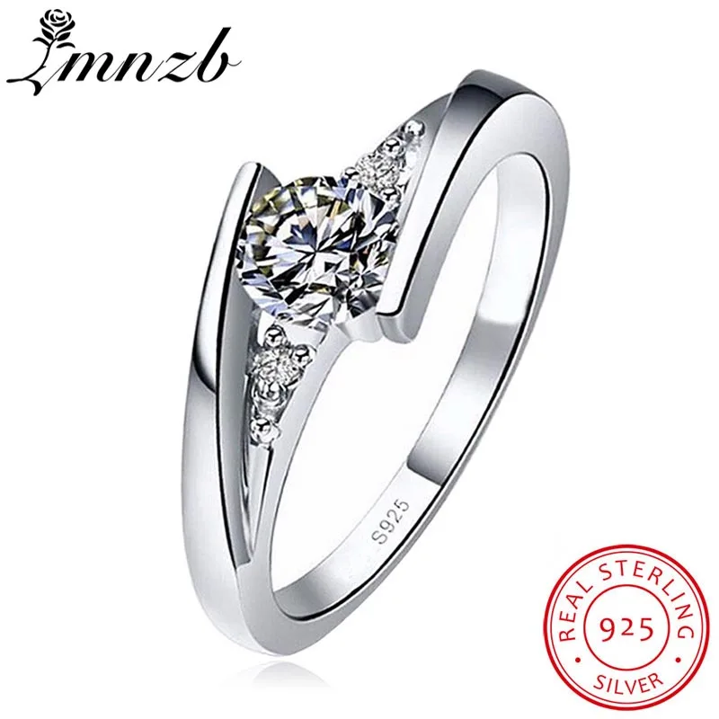 LMNZB Romantic Wedding Rings For Lover Original 925 Sterling Silver Couple Rings For Engagement Party Jewelry Wedding Bands R1-3