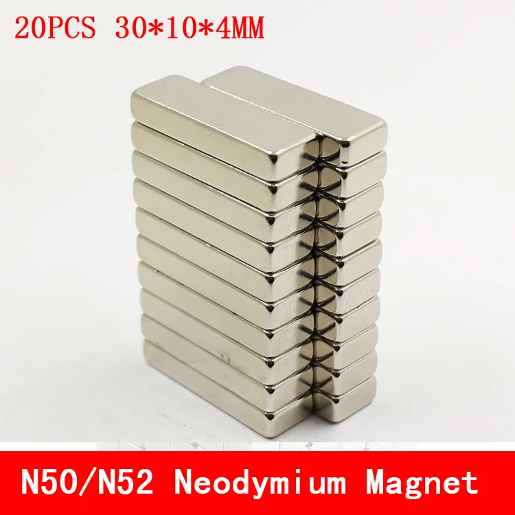 Популярный полезный 20 шт. N50 N52 Неодимовый Магнит 30x10x4 мм супер сильные полосы Блок Бар Магниты редкоземельные
