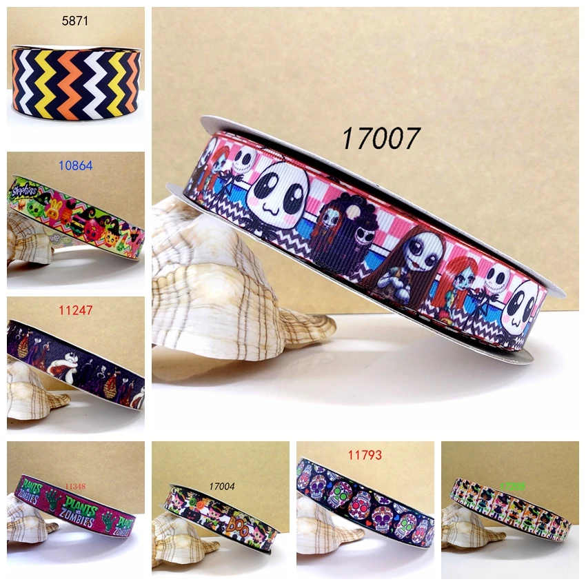 

Free shipping 50 yard cartoon printed grosgrain ribbon 17007